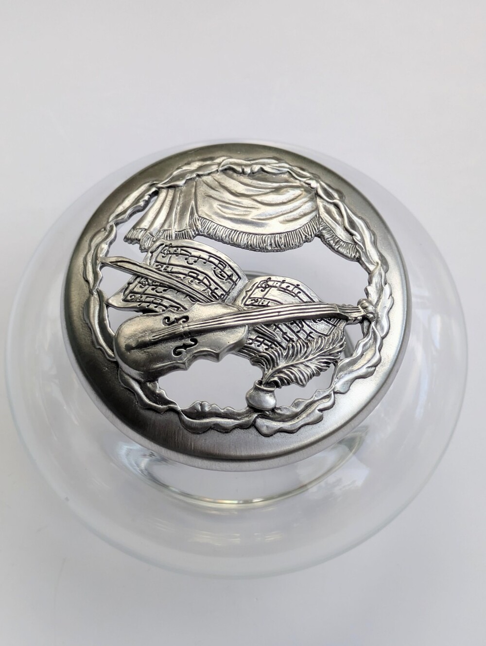 Vintage Seagull Pewter Potpourri Jar Musical Theme Violin Sheet Music Quill 1991